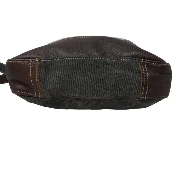 Myra Bag Brown Gray Cotton Leather Mandala Crossbody Shoulder Bag Purse - Picture 7 of 12